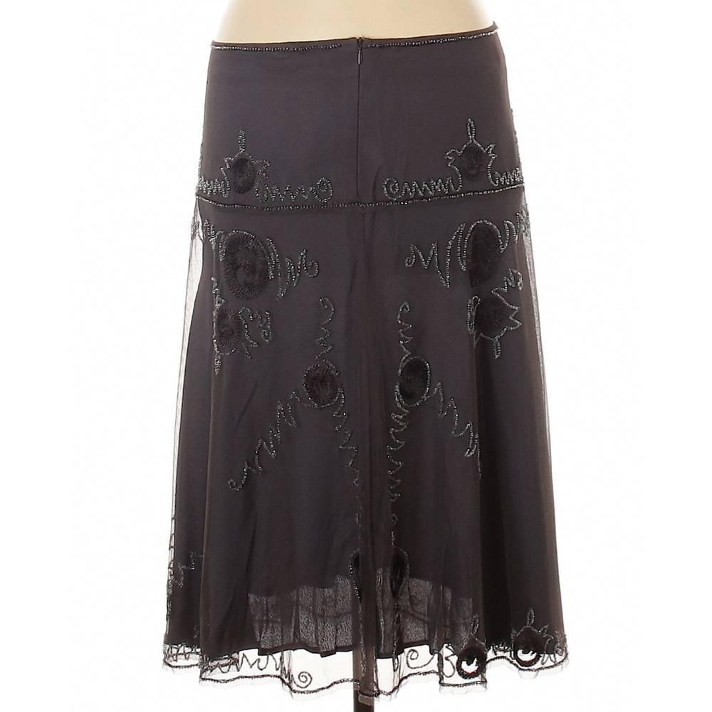 French Connection Elegant Black Embroidered Skirt